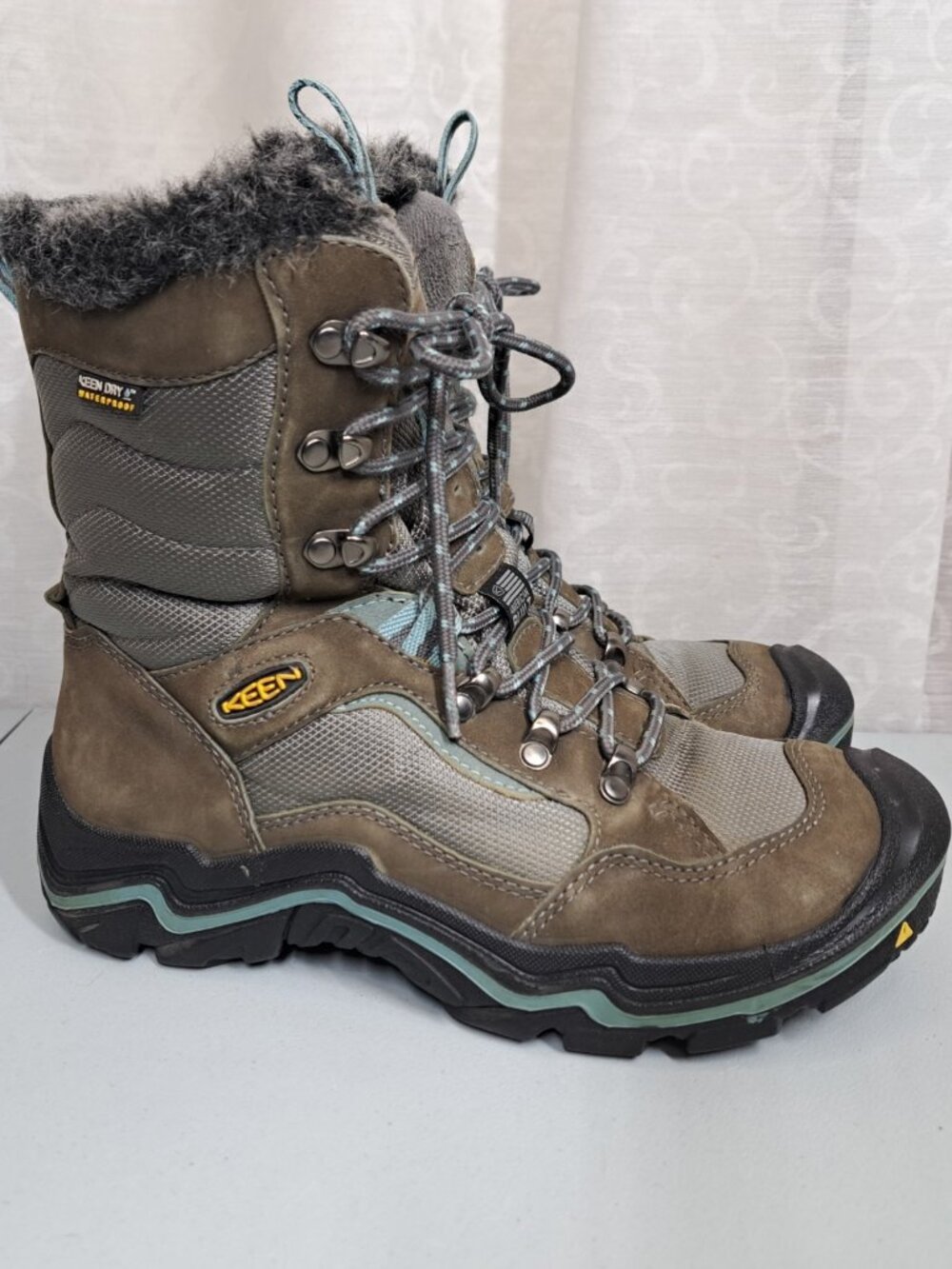 Keen Durand Polar Waterproof Hiking Boots Womens Winter Snow 7 Fur Trim 1013990